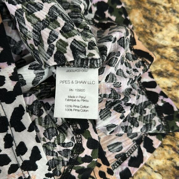 Veronica Beard Cotton Multicolored Leopard Print Top Blouse Size L - Picture 5 of 8